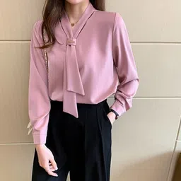 newlookas Casual Regular Sleeves Solid Women Pink Top-picture-22