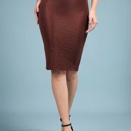 dressberry Women Self Design Pencil Brown Skirt-picture-48