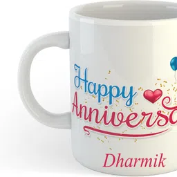 uniarawalas Happy Anniversary Dharmik Name Ceramic Coffee Mug-picture-47