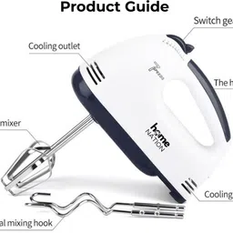 home nation 7 Speed Electric Hand Blender & Mixer for Cake, Cream, Dough, Whipping, Baking 260 W Mixer Blender image 4