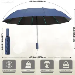 contacts 12-Rib Windproof Folding Umbrella – Auto Open/Close Umbrella image 2