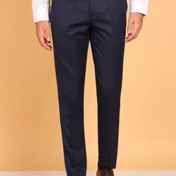 cyphus Men Slim Fit Dark Blue Viscose Rayon Trousers-picture-12