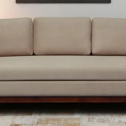woodsworth from pepperfry Ajaccio 3 Seater Sofa In Suede Cream colour image 1