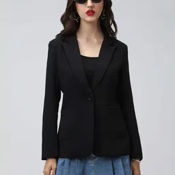 showoffff Women Solid Single Breasted Casual Blazer-picture-16