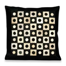 dazzhome Black and White Hairon Leather 16 x 16 Inches Cushion Covers image 2