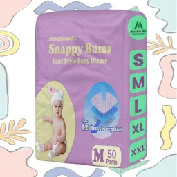mokshamed UltraDry 12H Absorption Baby Pant Style Diapers | S to XXL | 51 - M-picture-47