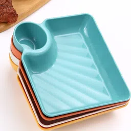 nathgra Baby Dish, Dumpling Plate,Plastic Plates with Dipping Saucer Chip & Dip Tray-picture-21
