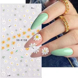 syco style 12 Sheets 3D Mix Flower Nail Art Stickers image 2