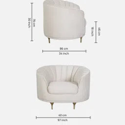 casacraft from pepperfry Jacinth Fabric 1 Seater Sofa In Cream Colour image 2