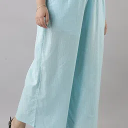 kanchuk Women Flared Light Blue Viscose Rayon Trousers image 4