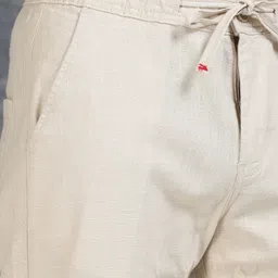roadster Men Relaxed Cream Pure Linen Trousers image 5