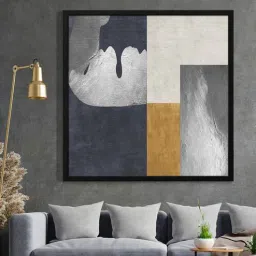 White Blue And Yellow And Grey Modern Art Canvas Art Print-image-26