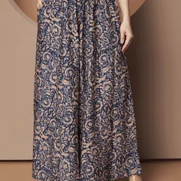 zwerlon Women Embroidered A-line Blue Skirt image 3