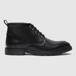 louis stitch Italian Leather Black High Ankle Chukka Boots for Men (WBNDCKVS_JB) Boots For Men image 3