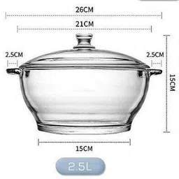 goodhomes 2500 ml Toughened Glass Microwave Dishwasher Safe Serving Bowl Casserole & Lid Serve Casserole image 2