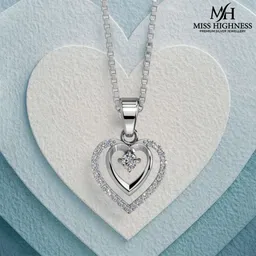 miss highness Cubic Zirconia Rhodium Plated Sterling Silver Necklace-picture-35