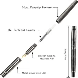 krink ® Jupiter Trading Edition F168 Gun Metal Body Germany Iridium Nib, Refillable Fountain Pen image 3
