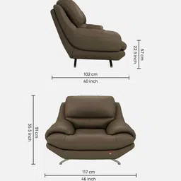 durian Clarkson Leatherette 1 Seater Sofas in Grey Colour image 2