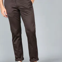 van heusen Men Slim Fit Brown Polycotton Trousers-picture-22