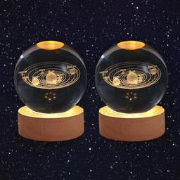 wengonvila 3D Crystal Ball Lamp for Home Decoration 6cm Crystal Ball With Wood Base Night Lamp-picture-0