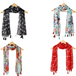 mss fashion Printed Chiffon Women Multicolor Scarf, Stole, Fancy Scarf-picture-18