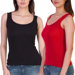 Women Black, Red Tank Top/Vest-image-3