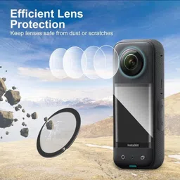 GiftMax Insta 360 X3 Lens 2Pcs Dual Lens Protector Guard Sticky Tempered for Lens Cap image 3
