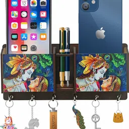 craftzo Radha Krishan Key Holder / Mobile Holder / Wall Decor Items / Home Decor Items/ Wood Key Holder-picture-25