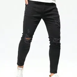creatywitty Men Slim Mid Rise Black Jeans image 2