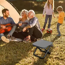 Juflix Handbag Folding Stool Zipper Bag Foldable Camping Chairs Picnic Lightweight Folding Stool | Stability & Comfort Portable Camp Chairs for Beach, Backpacking (Black) image 4