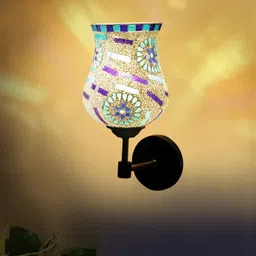 new era Antique Gold Wall Lamp with Mosaic Glass image 3