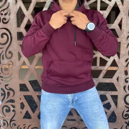 we perfect Men Full Sleeve Solid Hooded Sweatshirt image 4