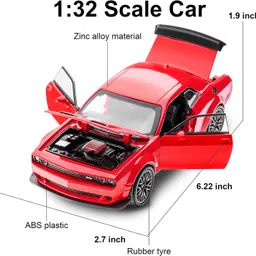 akvanar 1:32 Dodge Challenger Die cast Metal car model Pull Back Alloy Sound Light image 2