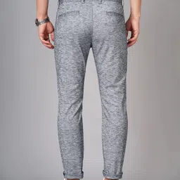 fubar Men Slim Fit Grey Cotton Blend Trousers image 2