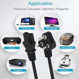 TERABYTE Power Cord 5 m Plug Computer Mains Power Cord for Desktop 3 pin Power Cable for PC, Power Cable for Monitor SMPS and Printer, Power Cord Supply image 4