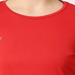 lovable Women Solid Round Neck Cotton Blend Red T-Shirt image 5