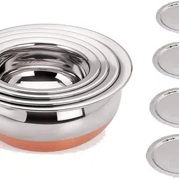 masox store Steel Copper Bottom Kitchen Serving, Cooking Steel Biryani Handi with Lid F1 4.7 inch, 5.5 inch, 6.2 inch, 6.6 inch Lid Set, Pack of 4-picture-43