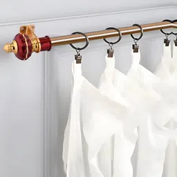 ghar dwar Maroon, Gold Curtain Hooks, Curtain Knobs, Rod Rail Bracket Metal image 2