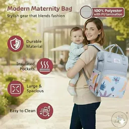 baby holic Baby Diaper Bag for Mothers | Black Maternity Backpack with Teddy Design TRAVELLING DIAPER BAG image 4