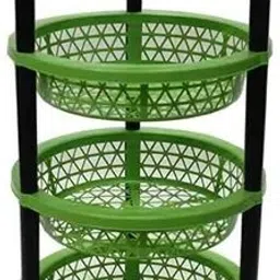 wallop Fruits/Vegetables Kitchen Rack 4 Tier Plastic Vegetable Trolley Rack with Wheels | Kitchen Storage Organizer Plastic image 3