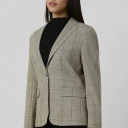 van heusen Women Checkered Single Breasted Formal Blazer image 4