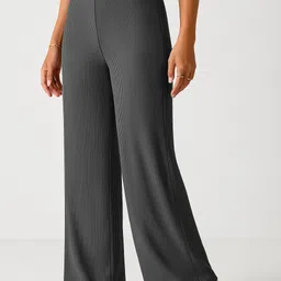 metronaut Comfort Fit Women Grey Cotton Blend Trousers-picture-10