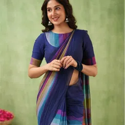 smriti handllom Striped Bollywood Handloom Mulmul Saree image 4