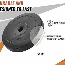 fit & fitness 20 kg PVC weight plates 5kg X 4pc use all type rods and gym bars Dumbbells Home Gym Combo image 2