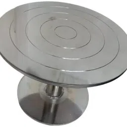 bharat bakers Stainless Steel 304 Grade Rotating Cake Stand Turntable 10 Inch (25 Cm) Silver Stainless Steel Cake Server image 2