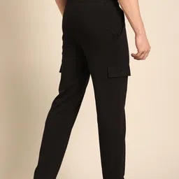 pepe jeans Men Solid Black Track Pants image 3