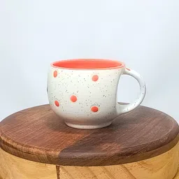 kartik handicraft Pack of 6 Bone China, Ceramic Handcrafted white Pari Dot Printed Microwave Safe Tea Cup/Coffee Cup Set (White, Multicolor) image 4