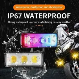jkm traders 3 Projector Fog Light Driving Lamp 3 Lens With Police Light & Flashing light Fog Lamp Motorbike, Car, Truck, Van LED (12 V, 45 W) image 5
