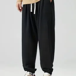 dockstreet Men Loose Fit Black Cotton Blend Trousers image 3