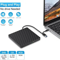 OG X NEXSA USB 3.0 & Type C External DVD Writer for Laptop, CD/DVD ROM +/-RW CD Burner External DVD Writer image 3